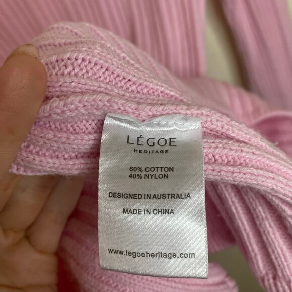 Legoe Heritage Maternity Pink Ribbed Bell Sleeve Mini Sweater Dress Sz 1 (US M) - Picture 6 of 8